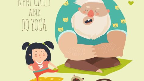 ایلوستریتور یوگا پدر با دختر | Father & Daughter Practice Yoga Illustrator