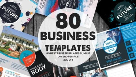 دانلود 80 قالب لایه باز فلایر، کارت ویزیت و بروشور تجاری - Business Print Templates Bundle