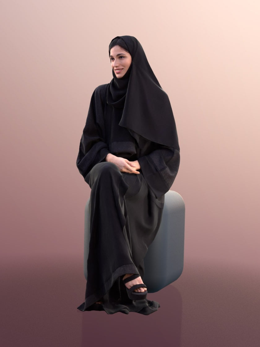 دانلود مدل تری دی مکس زن با حجاب چادر | Woman Wearing Hijab Scanned 3D Model