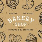 دانلود عناصر طراحی، تراکت و لوگوی نان و شیرینی پزی | Bakery Logos And Elements