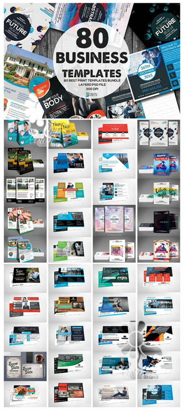 دانلود 80 قالب لایه باز فلایر، کارت ویزیت و بروشور تجاری - Business Print Templates Bundle 