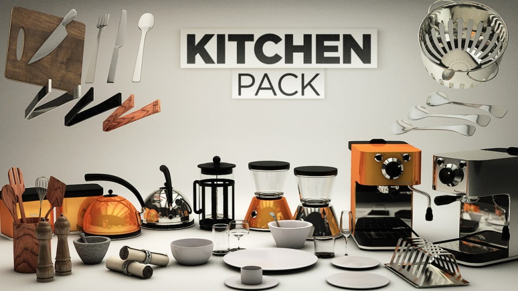 مدل سه بعدی پکیج آبجکت های آشپزخانه | The Pixel Lab 3D Kitchen Pack for Cinema 4D