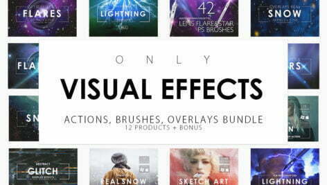 دانلود مجموعه تصاویر کلیپ آرت، براش و اکشن فتوشاپ با افکت های متنوع | CM Only Visual Effects Bundle