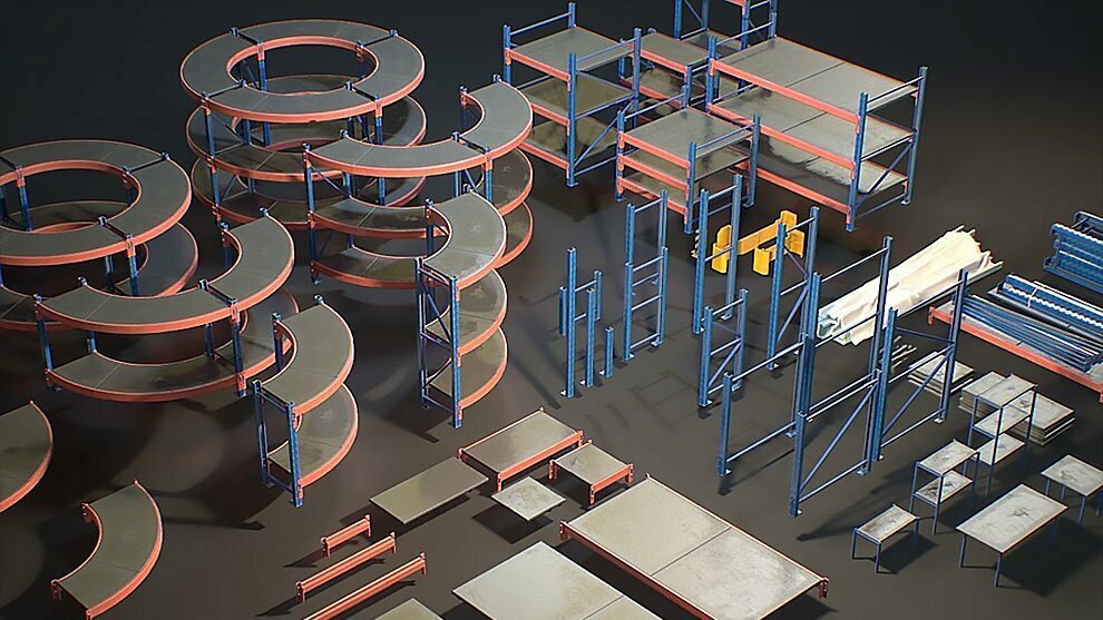 دانلود مجموعه مدل سه بعدی قفسه های انبار | Storage Rack Collection 3D