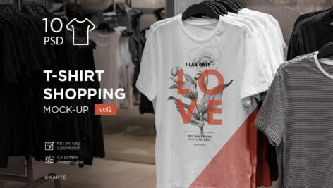 دانلود موکاپ تی شرت در فروشگاه | T-Shirt Shopping Mock-Up