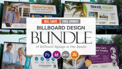 دانلود مجموعه تصاویر لایه باز وکتور و ایندیزاین Billboard Signage Bundle