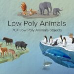 دانلود تصاویر لایه باز حیوانات Low Poly Animals Collection PNG & PSD Images