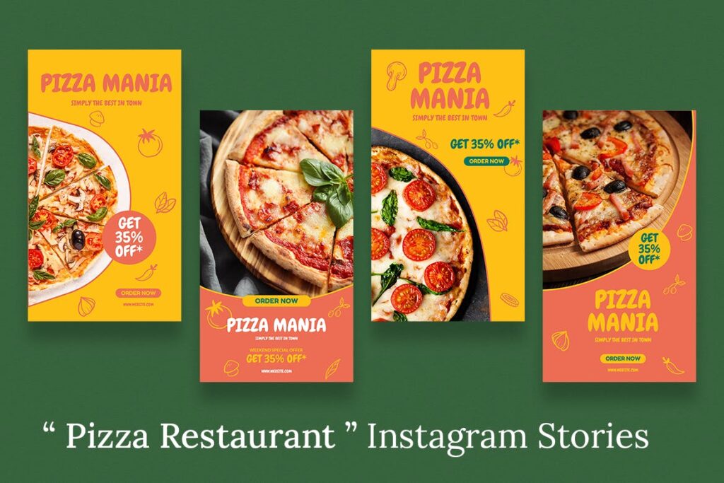 منوی گارینا - استوری های اینستاگرام رستوران پیتزا