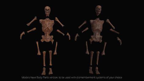 دانلود مدل سه بعدی اسکلت زامبی Skeleton Zombies Low-poly 3D model
