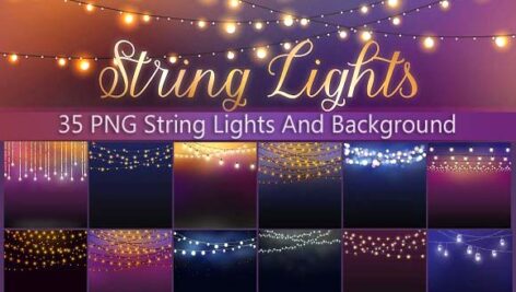 ۳۵ کلیپ آرت چراغ های رشته ای String Lights