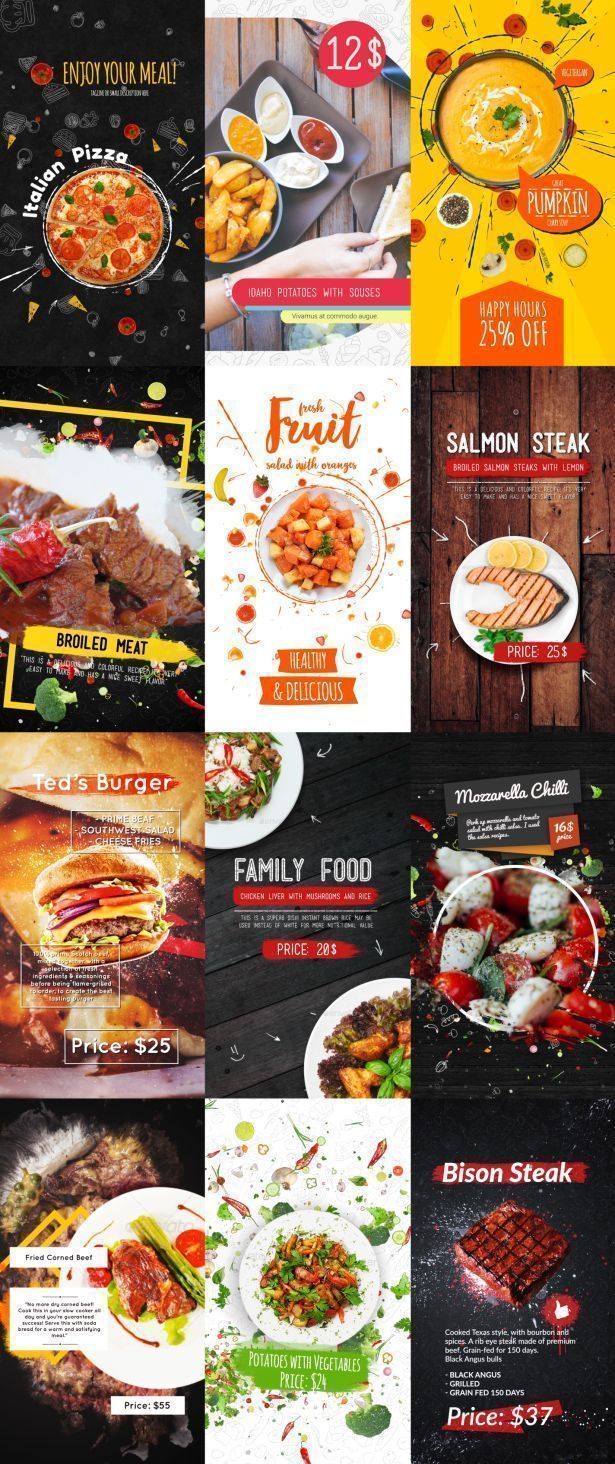 پروژه افترافکت پک استوری تبلیغاتی غذا در اینستاگرام Food Instagram Stories Pack