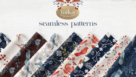 دانلود مجموعه پترن با طرح های گل و گیاه Folk Seamless Patterns Collection