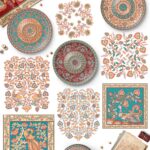 دانلود باندل طراحی و قلمکاری، پترن ، فریم Kalamkari Vector Set Ornaments Bundle