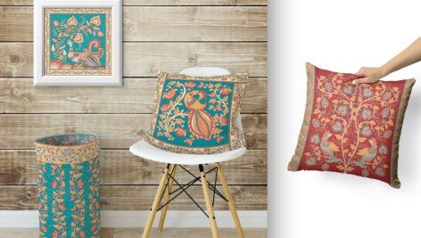 دانلود باندل طراحی و قلمکاری، پترن ، فریم Kalamkari Vector Set Ornaments Bundle