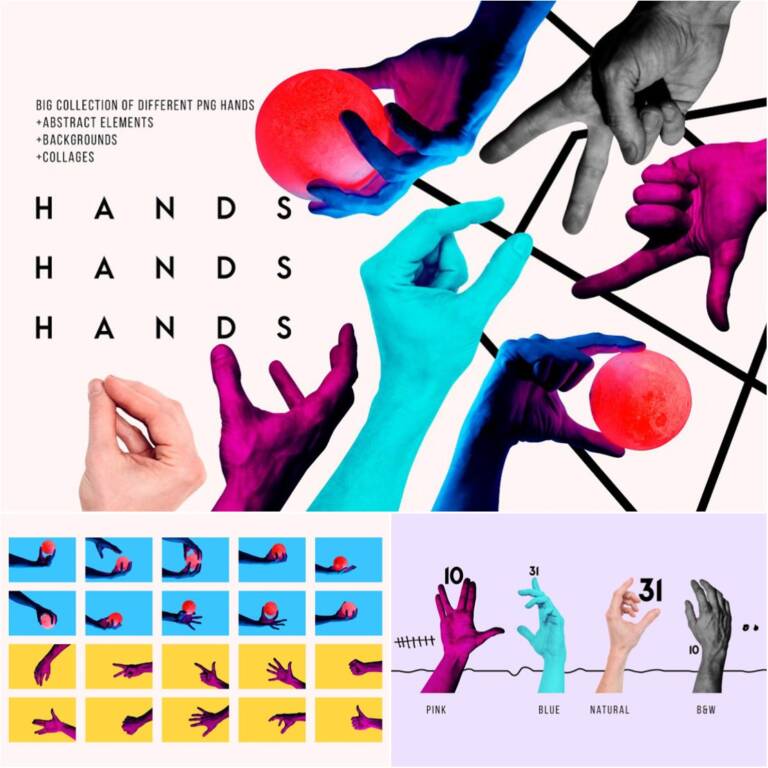 دانلود مجموعه ژست دست Hands Poses Collage Collection