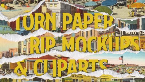 دانلود موکاپ کاغذ پاره شده و گیره Torn Paper Cliparts & Mockups