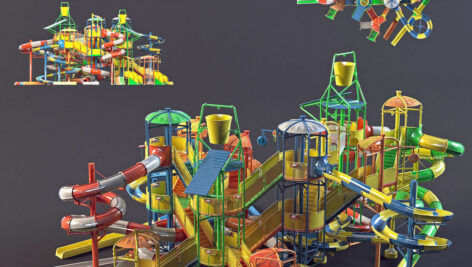 دانلود مدل سه بعدی مجموعه ابزارهای شهربازی Water Slide Collection 3D model
