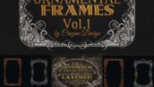 دانلود مجموعه قاب های قدیمی با زیور آلات Vintage frames with ornaments set