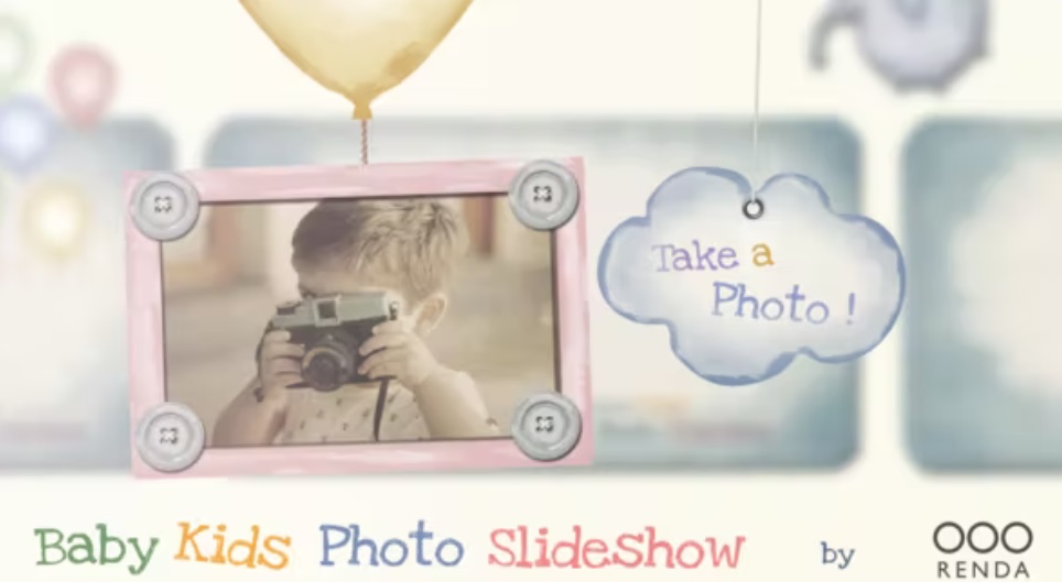 پروژه افترافکت نمایش اسلایدشو عکس کودک Baby Kids Photo Slideshow