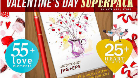 دانلود مجموعه المان های روز ولنتاین Valentines Day Elements Big Pack