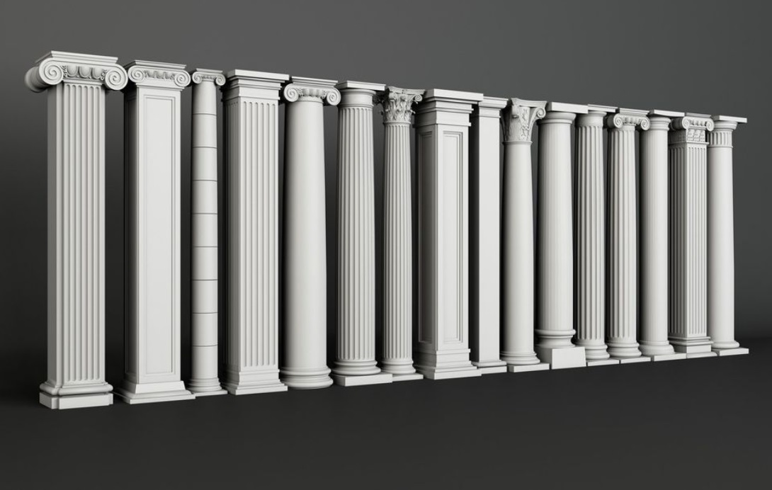 دانلود مدل ستون های تزئینی ساختمان سه بعدی