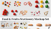 دانلود مجموعه موکاپ PSD میوه و غذا Food and Fruit PSD Stationery Mockup Set