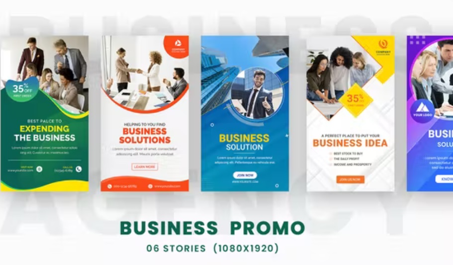 پروژه افترافکت بسته استوری تبلیغاتی شرکت تجاری Business Corporate Promo Stories Pack