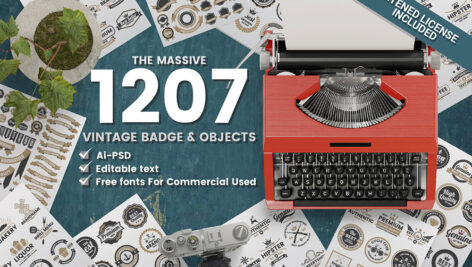 دانلود مجموعه عناصر و اشیاء قدیمی ۱۲۰۷Vintage Badge & Objects