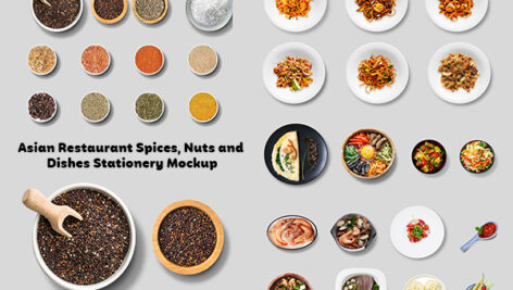 موکاپ آجیل، ادویه، غذاهای آسیایی Nuts Spices & Dishes Stationery