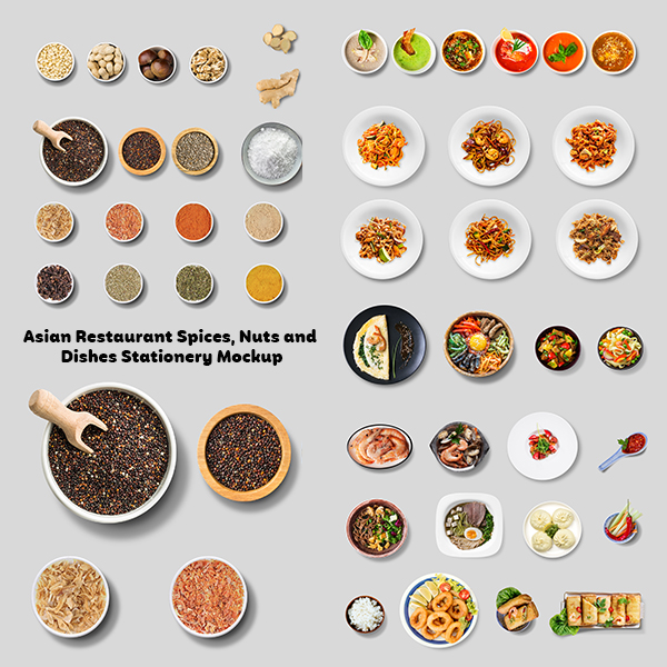موکاپ آجیل، ادویه، غذاهای آسیایی