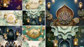 دانلود طرحهای وکتور عید فطر و ماه رمضان گرافیکی Eid Mubarak And Ramadan Kareem calligraphy design
