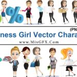 دانلود مجموعه PNG وکتور شخصیت دختر Business Girl Vector Character PNG File Pack