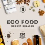 دانلود مجموعه موکاپ آماده مواد غذایی بدون بکگراند Eco Food Mockup Creator