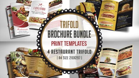 دانلود مجموعه لایه باز منوی رستوران Restaurant Menu Trifold Bundle