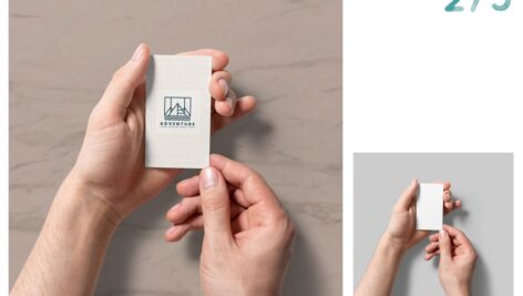 دانلود 5 مدل موکاپ کارت ویزیت دستی 5Handheld Business Card Mockups