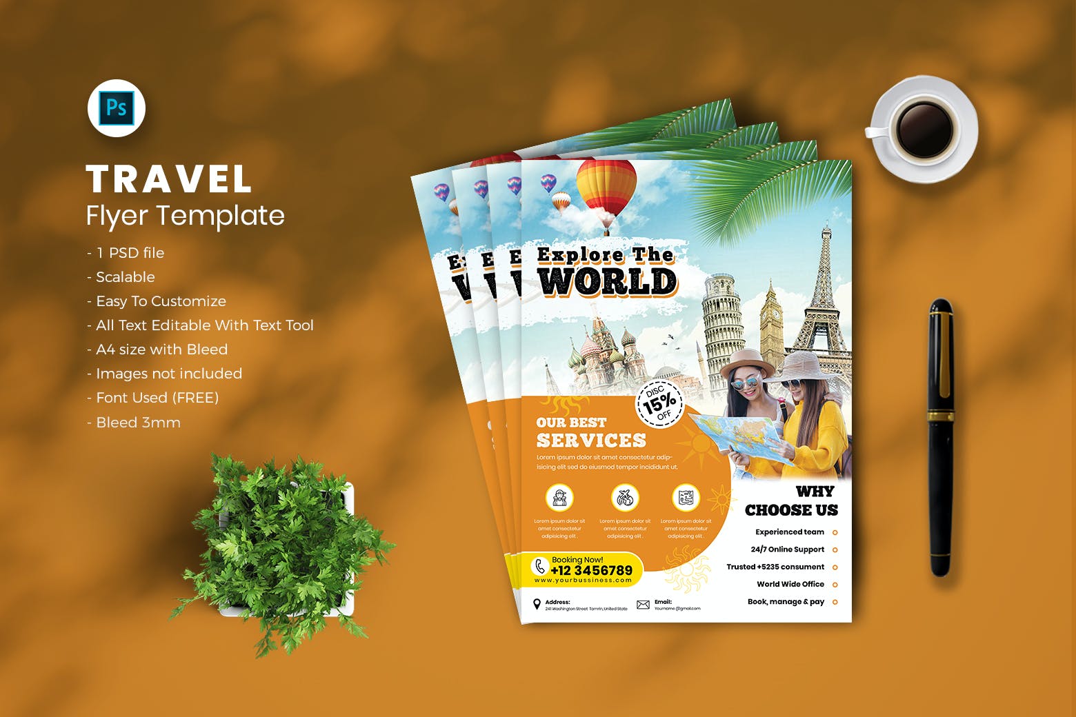 دانلود بروشور آژانس مسافرتی Travel flyer Template