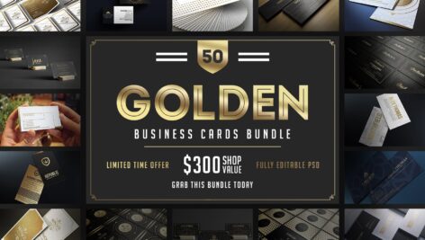 دانلود مجموعه ۵۰ کارت ویزیت طلایی ۵۰Golden Business Cards Bundle
