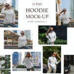 دانلود مجموعه موکاپ هودی دخترانه Hoodie Mock-Up Street Fashion