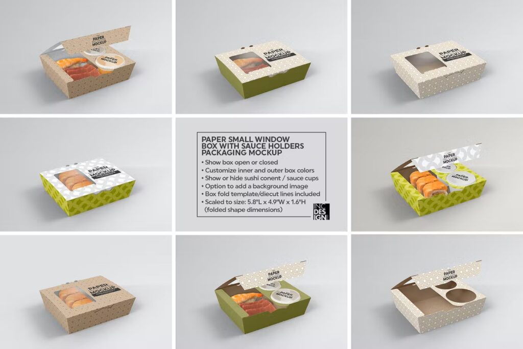 موکاپ بسته بندی جعبه های سوشی