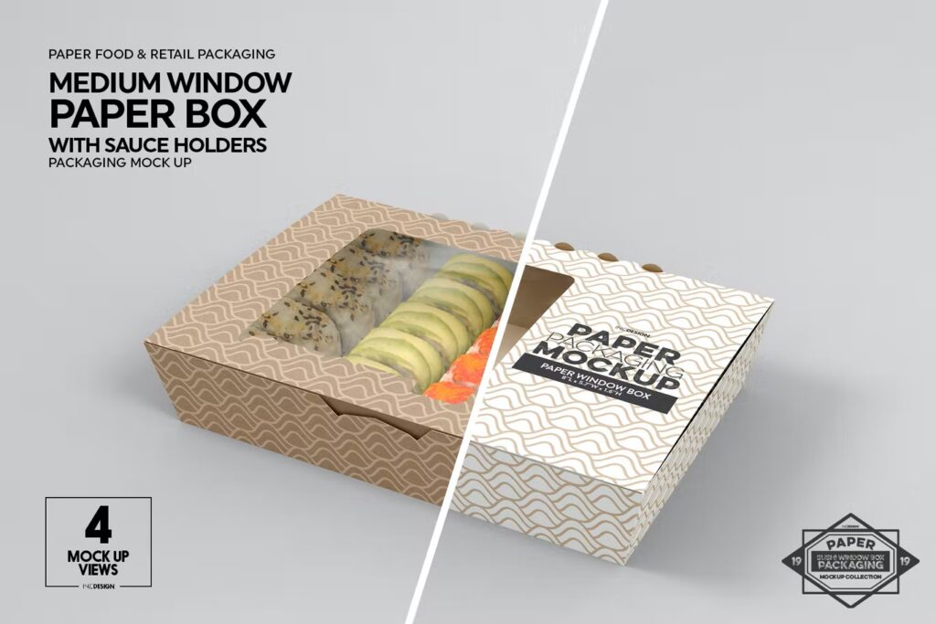 موکاپ بسته بندی جعبه های سوشی