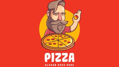 لوگوی پیتزای خوشمزه Delicious Pizza Mascot