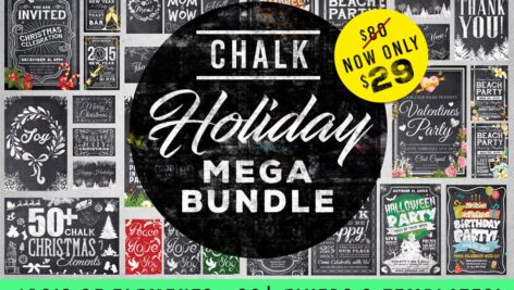 مجموعه تراکت های طرح گچی تعطیلات Mega Chalk Holiday Bundle