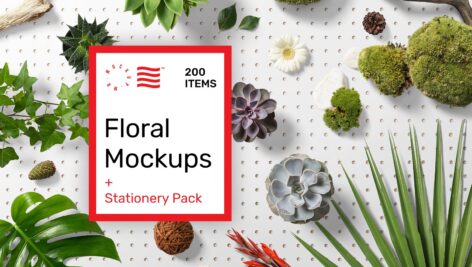 موکاپ گل و لوازم مربوط Floral Stationery Pack