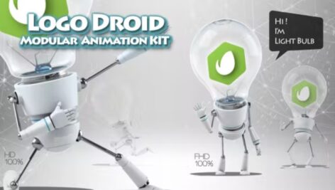 پروژه افترافکت کیت انیمیشن مدولار لوگو لامپ Logo Droid Modular Animation Kit