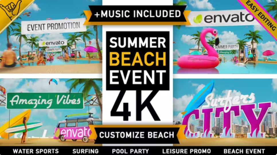 پروژه افترافکت تبلیغاتی رویداد ساحلی تابستانی Summer Beach Holiday Resort Party Event