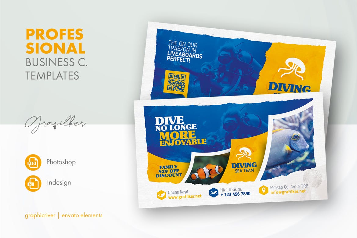 دانلود کارت ویزیت غواصی Ocean Diving Business Card