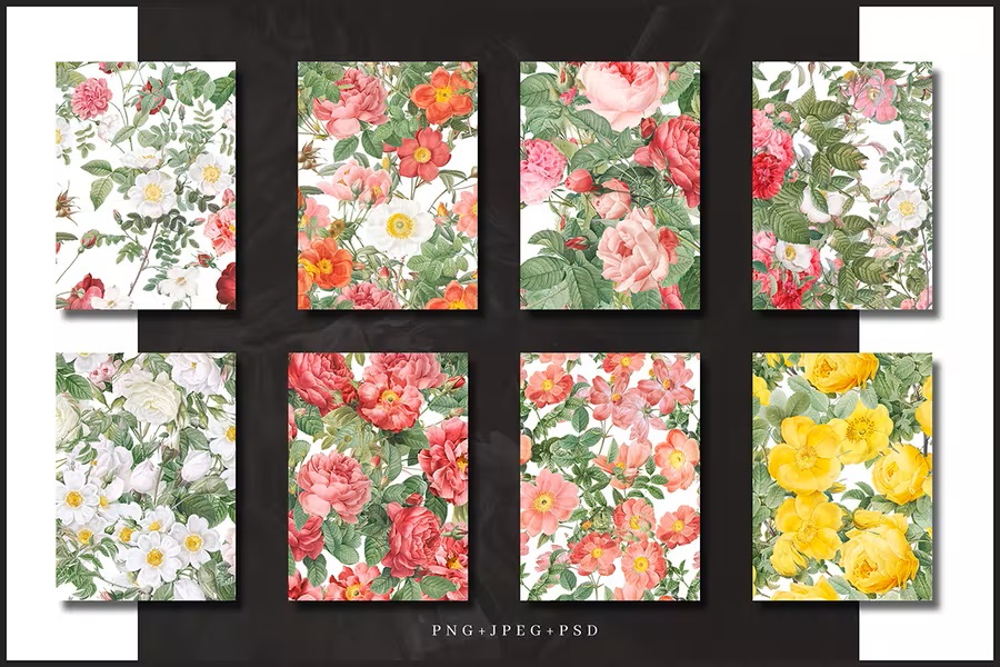 مجموعه 10 الگوی گل رنگارنگ