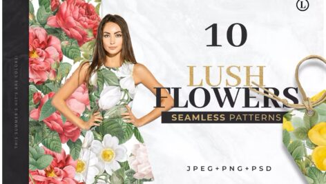 مجموعه ۱۰ الگوی گل رنگارنگ Colorful Flower Patterns