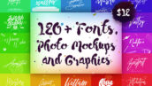 دانلود بیش از 120 فونت انگلیسی به همراه موکاپ Fonts Photo Mockups and Graphics