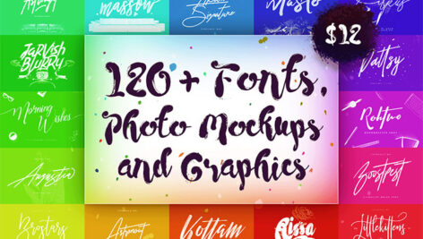 دانلود بیش از ۱۲۰ فونت انگلیسی به همراه موکاپ Fonts Photo Mockups and Graphics